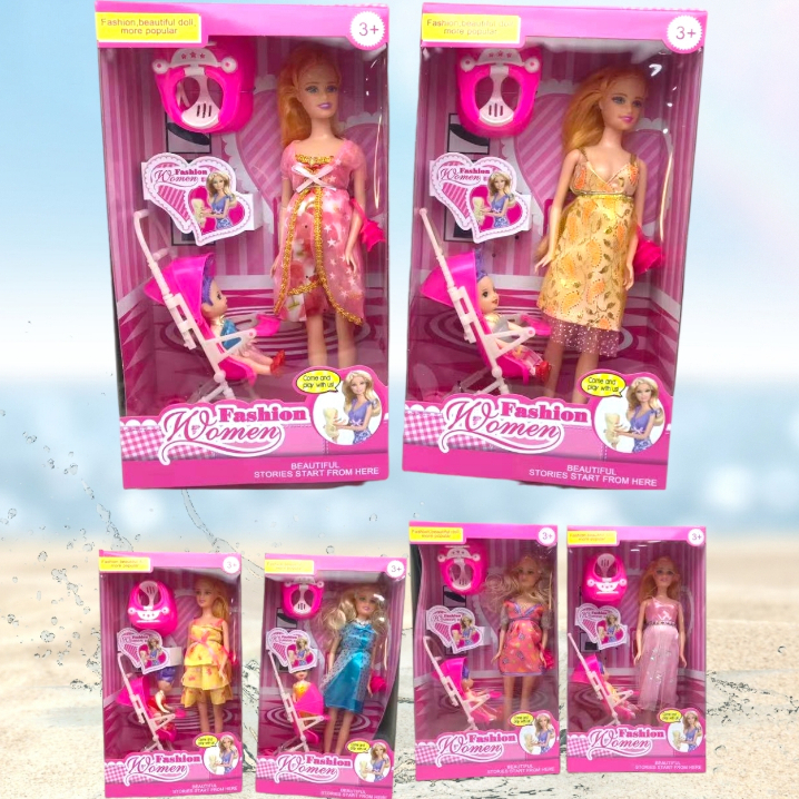 Mãe Reborn+Bebê+Carrinho boneca Barbie grávida brinquedo infantil meninas coleção moda