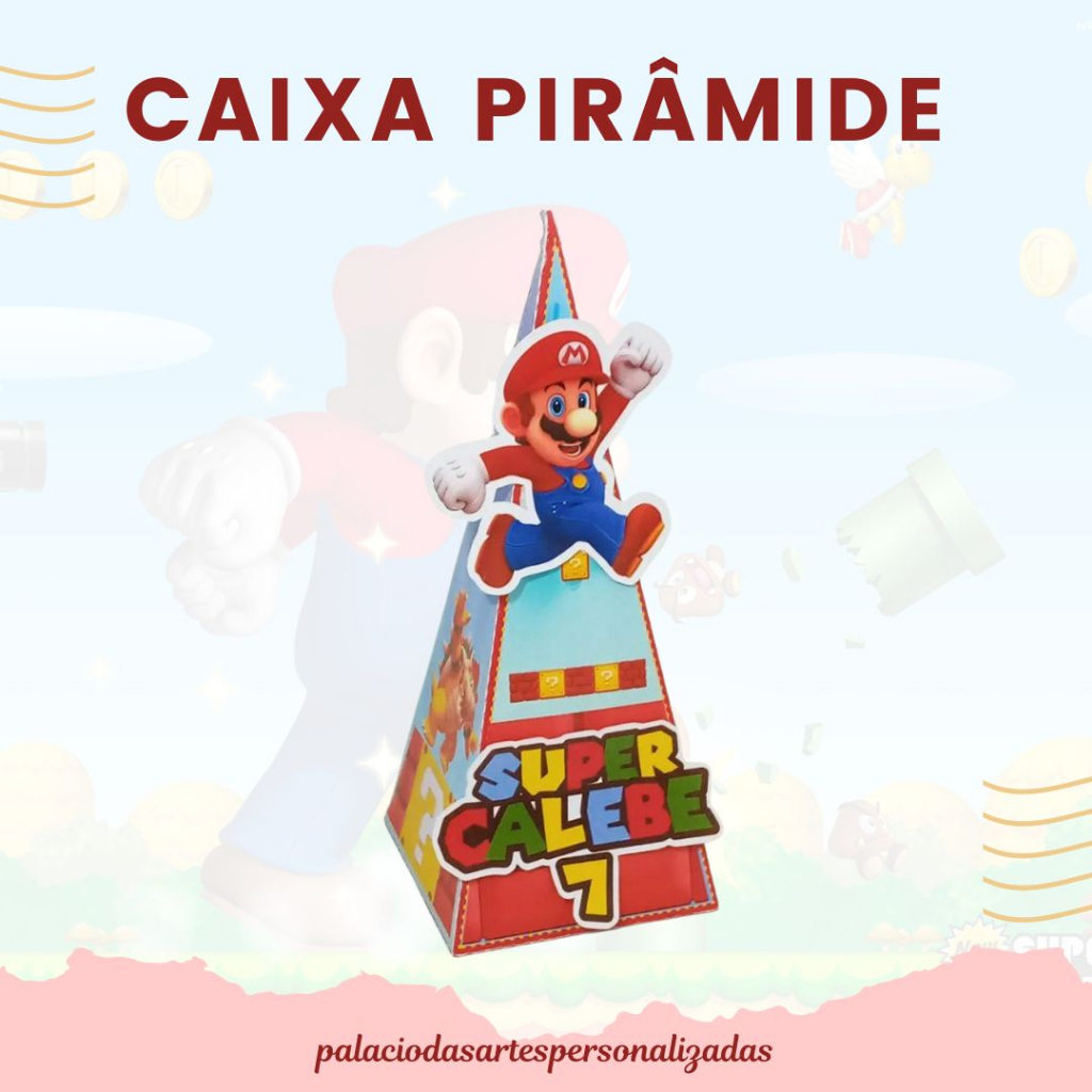 Caixa Pirâmide Personalizadas Mario Bros - LEIA A DESCRIÇÃO