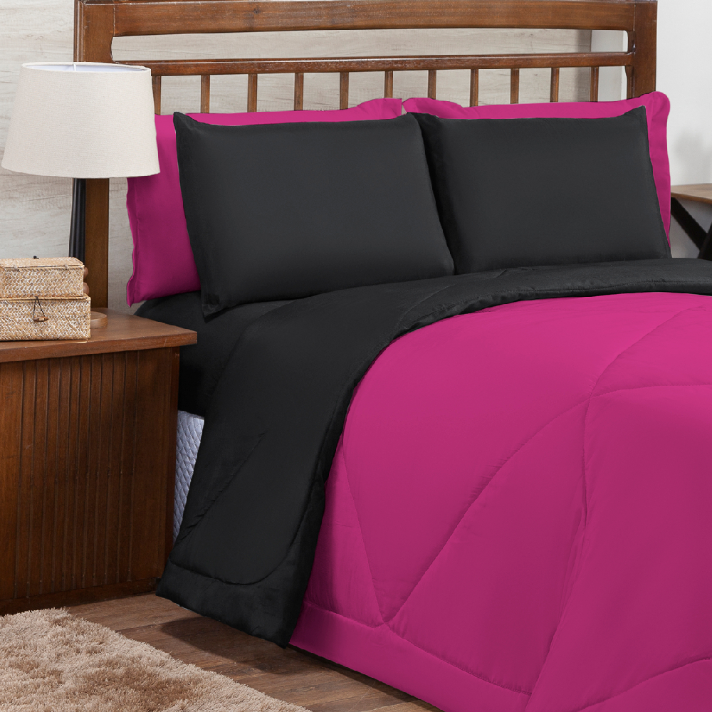 Edredom Casal Queen 2,40m X 2,20m 3 Pecas Cobre Leito Queen Dupla Face Premiun Tecido Macio