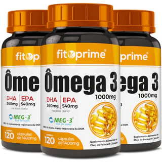 Kit 3x Ômega 3 Óleo de Peixe 1000mg 120 Cápsulas Rico em EPA DHA