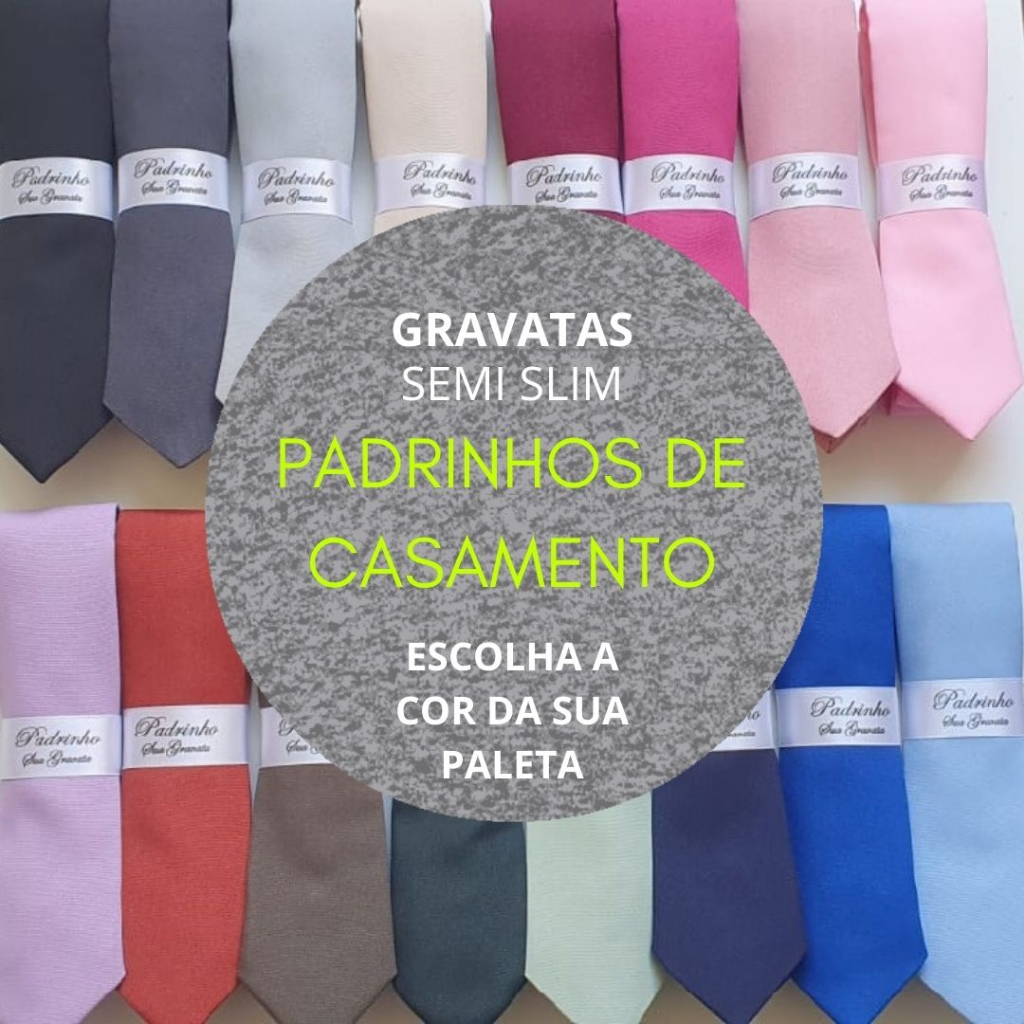 Gravata Padrinhos de casamento Semi Slim - Cores