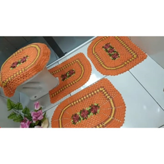 Conjunto de tapetes de crochê para banheiro - Quatro peças