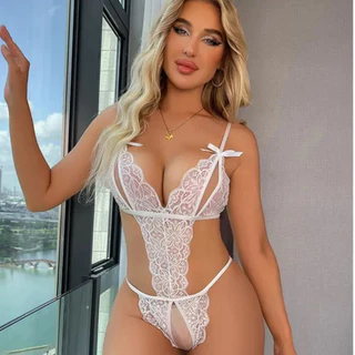 Body Aberturas Apressadinha Sensual Lingerie rendada com laços