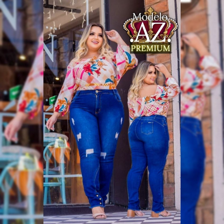 Calça Jeans Plus Size Feminina [CJP_AZ]