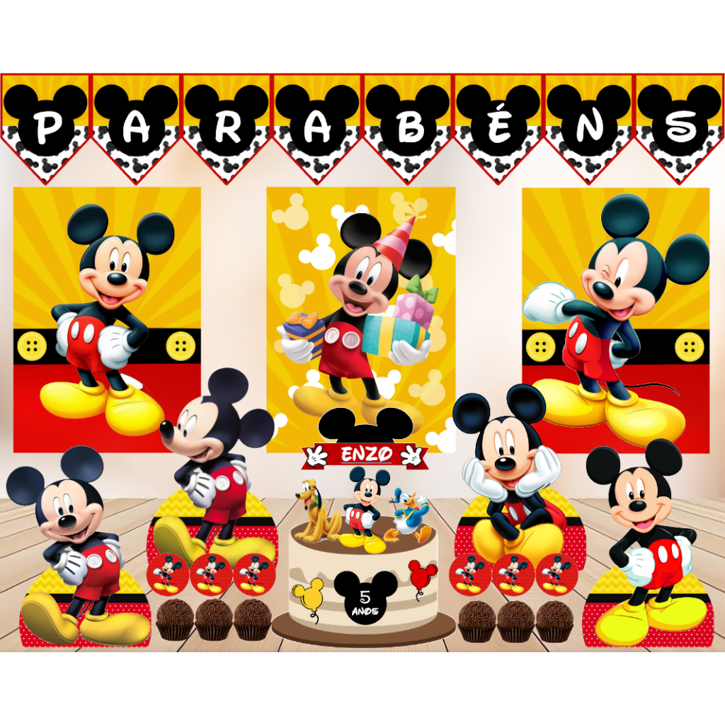 Kit Festa Mickey Mouse Só um Bolinho Mêsversário