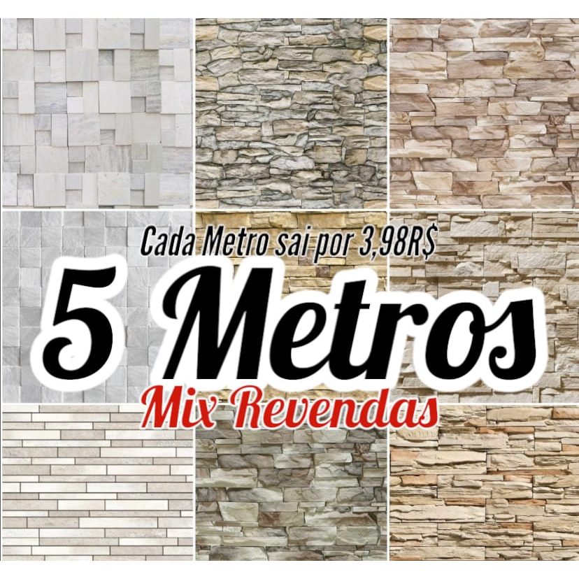 Papel de Parede Pedras Vinil Lavavel 5 METROS x 30CM Adesivo Autocolante Mix Revendas