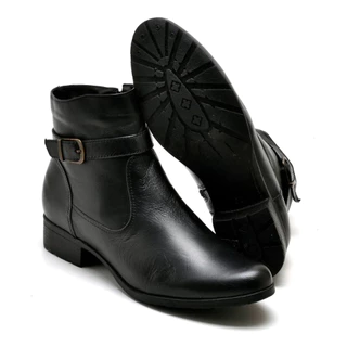 Bota Botinha Feminina Couro Legitimo Cano Baixo
