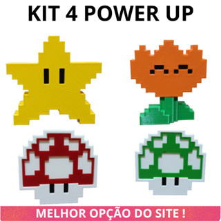 Kit C/ 4 Power Up Super Mario Presente Colecionáveis Gamers em Oferta na Shopee