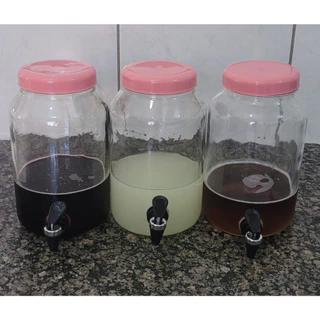 Suqueira de vidro, Kit de 3 Suqueiras de vidro, porta suco, porta água, tampa de plástico