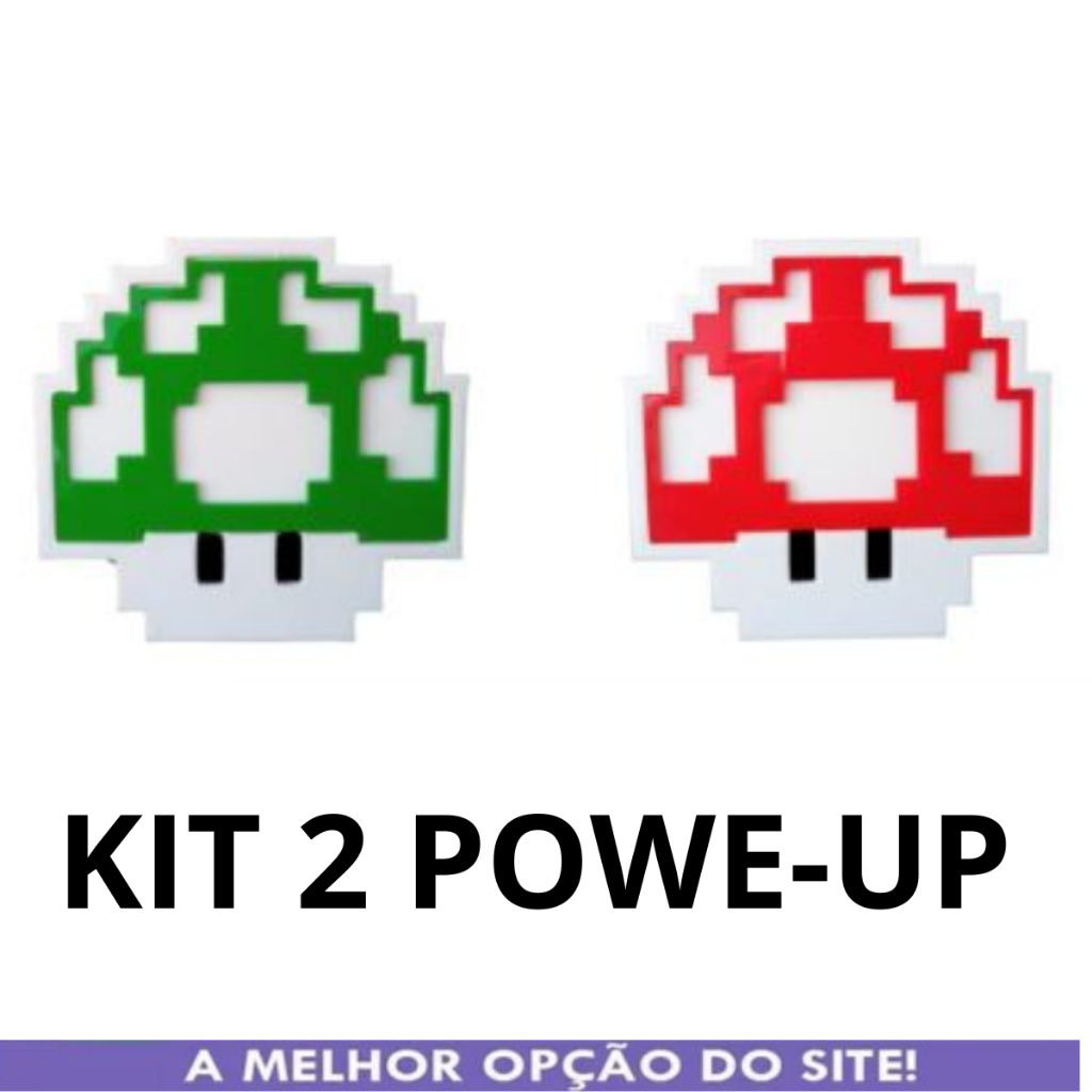 Kit C/2 Power Up Super Mario Cogumelo Geek Gamers em Oferta na Shopee