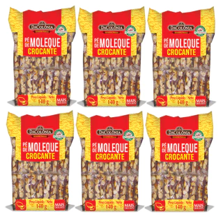 Kit de Pé de Moleque Crocante com 6 pacotes de 140g cada - Sem Glúten - DaColônia