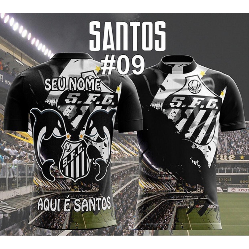 Camiseta Camisa de Futebol de Time Santos Personalizada Unissex e ...