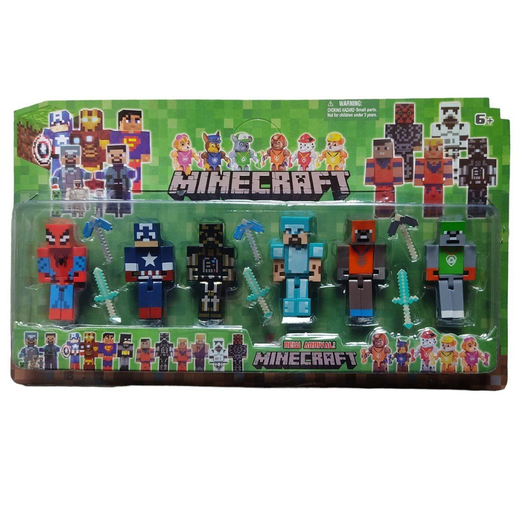 Kit Brinquedo Cartela Bonecos Minecraft E Itens 10 Peças novidades