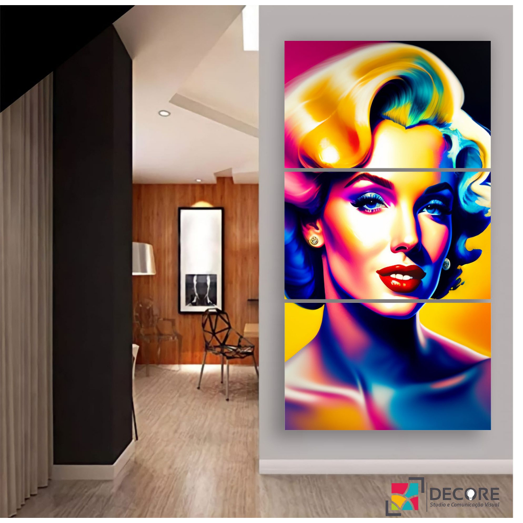 quadro decortivo moderno marilyn monroe pop art luxo decoração sala ...