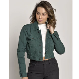 Jaqueta Verde Cropped sarja nova Tendência