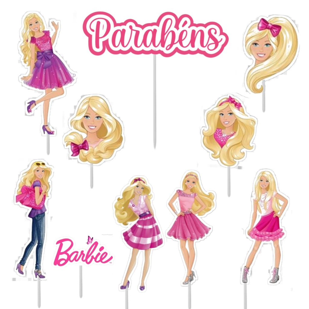 Topo de Bolo Barbie PNG Para Imprimir