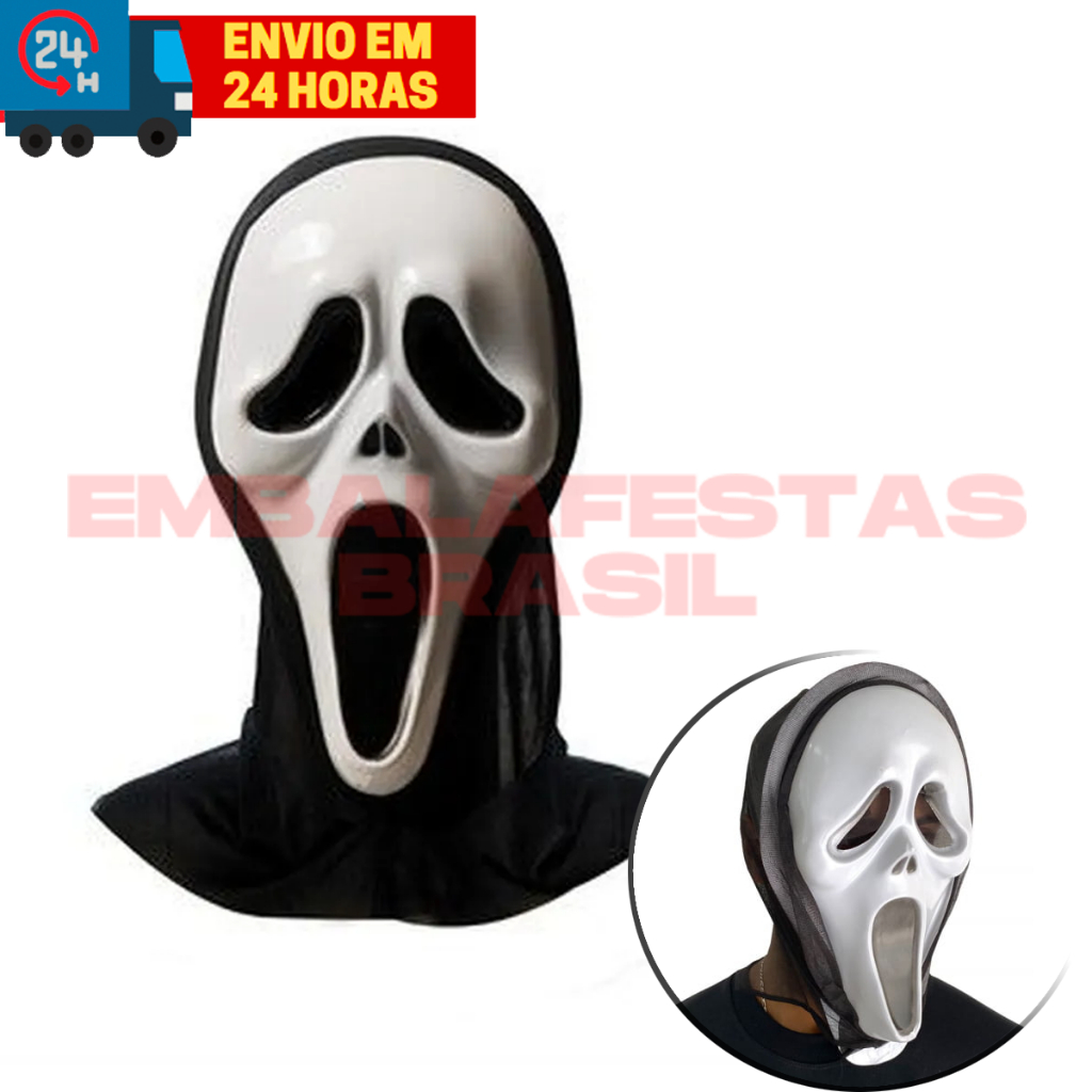 Máscara Do Pânico Halloween Com Capuz Grito Caveira Para Festa Decoração Fantasia Shopee Brasil 