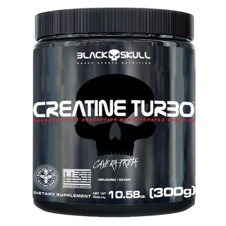 Creatina Turbo Monohidratada – 300g/150g – Caveira Preta Black Skull