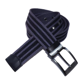 Cinto Lona Premium Listrada com Couro Legítimo Larg 4cm Fivela de Regulagem Ref. L46L Cz