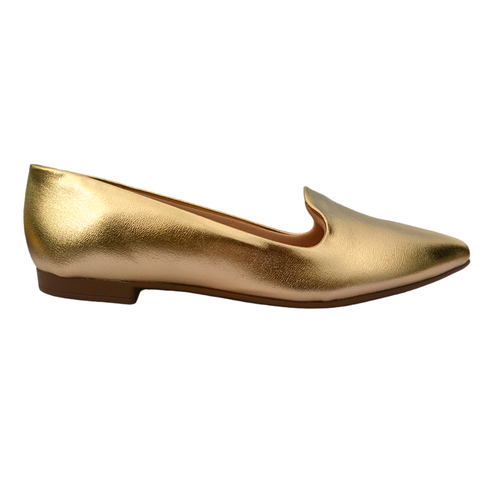 Sapatilha Beira Rio Metalizada Dourado Bico Fino Feminina