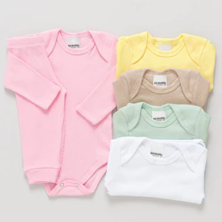 Kit 5 Conj Body e Calça Bebê Pagão canelado Longo 100% Algodão em Oferta na Shopee