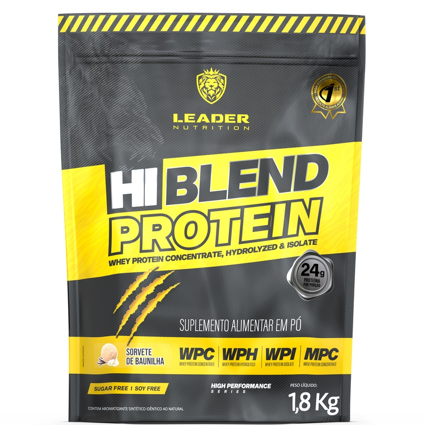 Whey Hi Blend Protein 1,8Kg – Isento de Soja – Isolado/Hidrolisado/Concentrado – Leader Nutrition