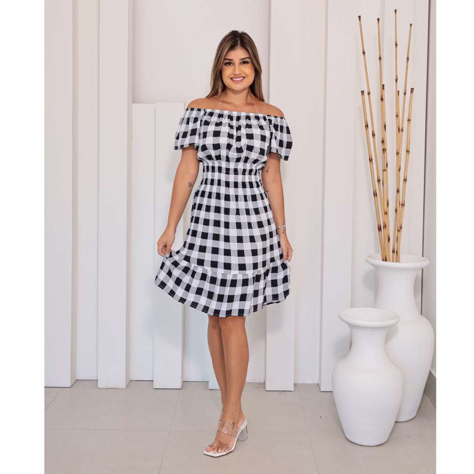 Vestido Alemã Xadrez preto e branco e veludo preto luxuoso - Princesa  Urbana - Viva o Encanto