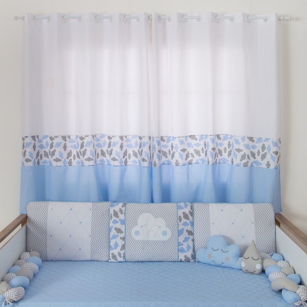 Cortina Infantil Para Quarto De Bebê Azul Claro | Shopee Brasil