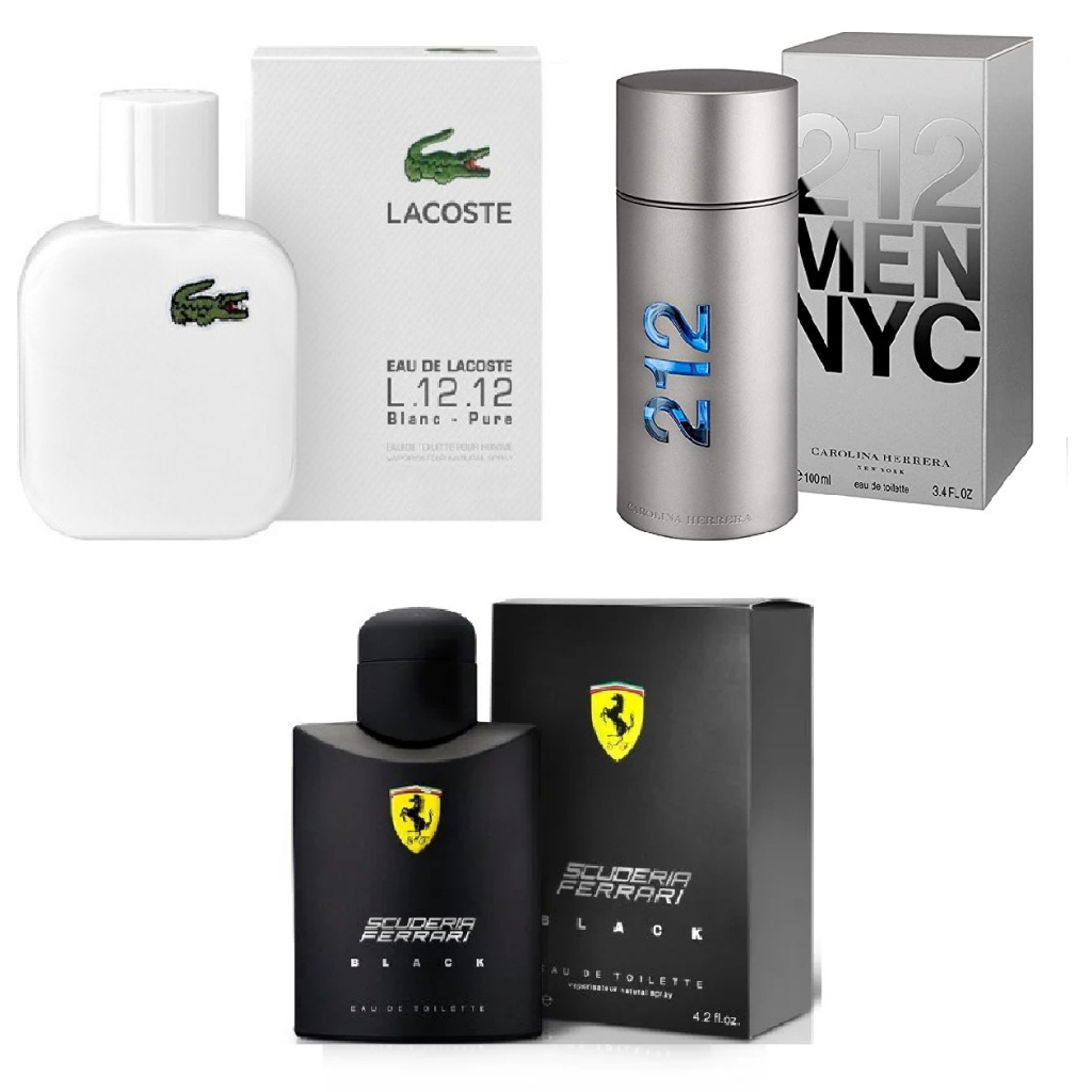Kit 3 Perfumes Masculinos Similar Lacoste Blanc Pure 212 Men Ferrari Black Shopee Brasil