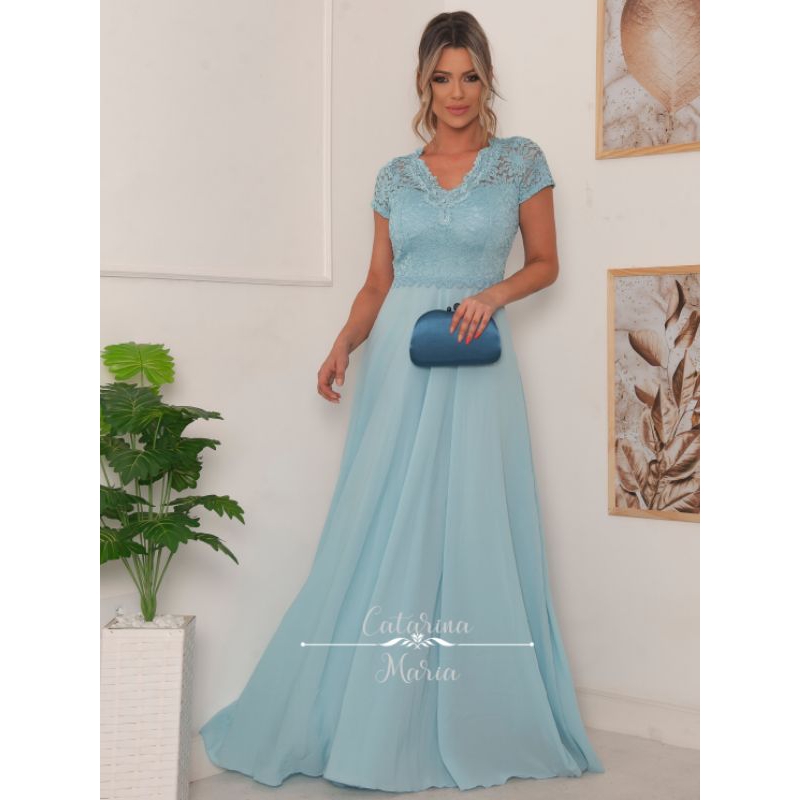 Vestido azul store mae da noiva