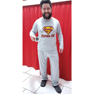 Pijama Quentinho Super Pai Masculino Cumprido Frio Inverno Presente Dia dos Pais