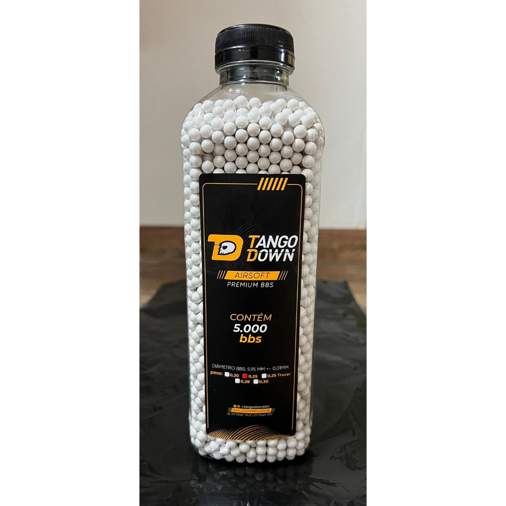 BBs Esferas Plásticas Airsoft - Tango Down - 0.25g - 5000und