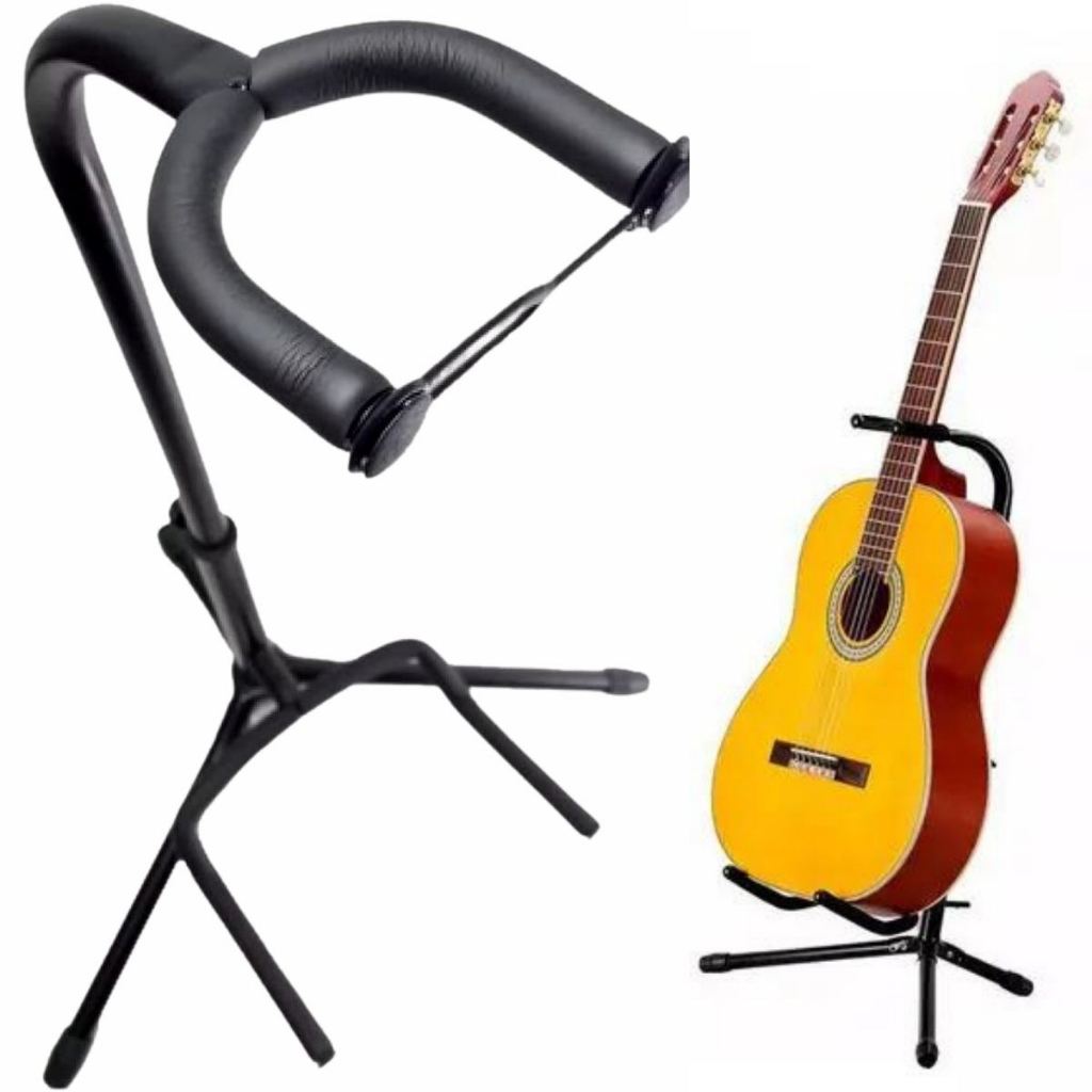 Suporte Guitarra Violão Chão Com Trava Profissional Dobrável