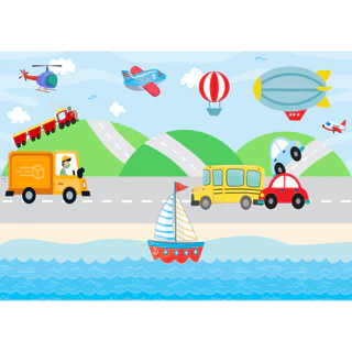 Painel Meios de transportes Decorativo Sublimado 1,70 x 1,20 Tema Festa