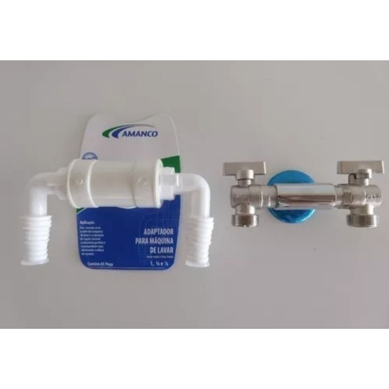 ADAPTADOR PARA MÁQUINA LAVAR 2 DUAS SAÍDA MULTIFUNCIONAL + TORNEIRA DUPLA CROMADA