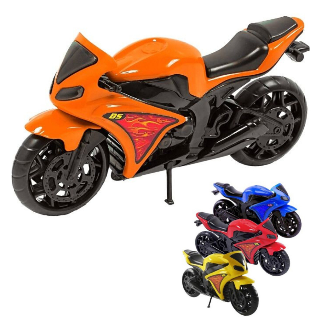 Brinquedo Moto de Corrida 1000 Branca Infantil Esportiva c/ Apoio Bs Toys  Motinha p/ Crianças Meninos Decoração Coleção