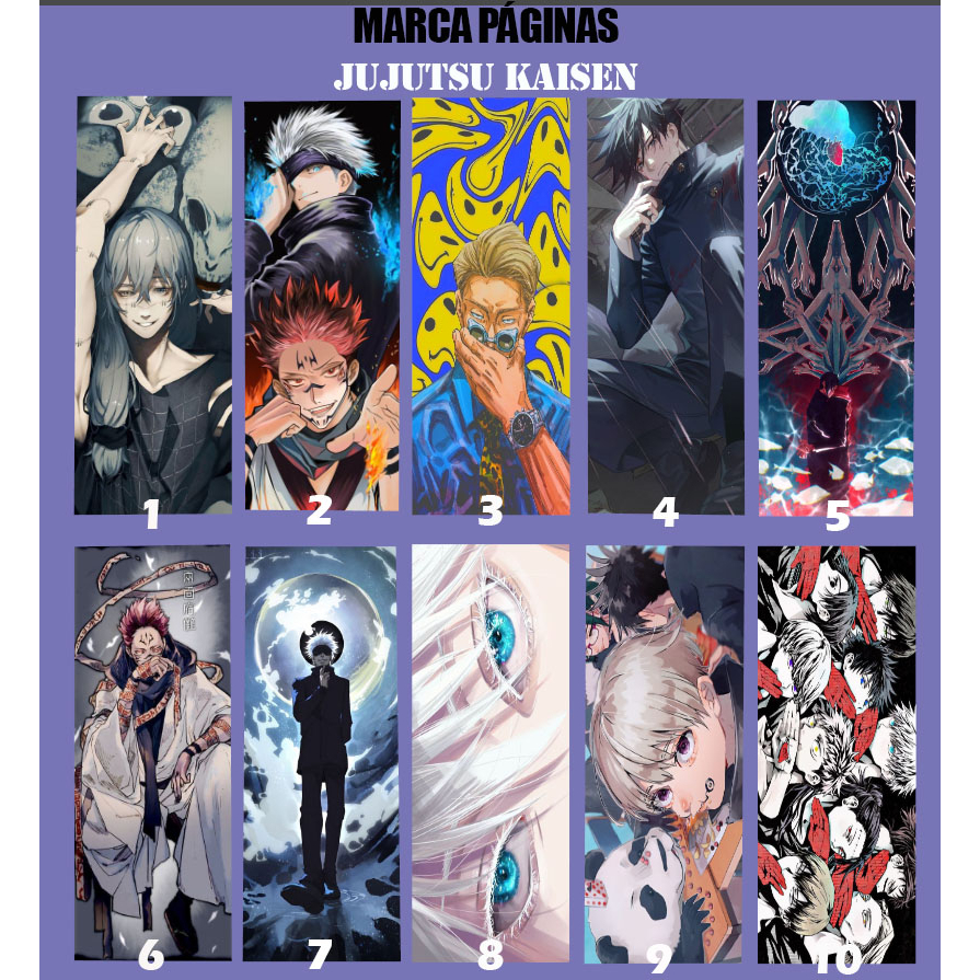 marcador de páginas anime jujutsu kaisen modelos 16x6cm plastificado