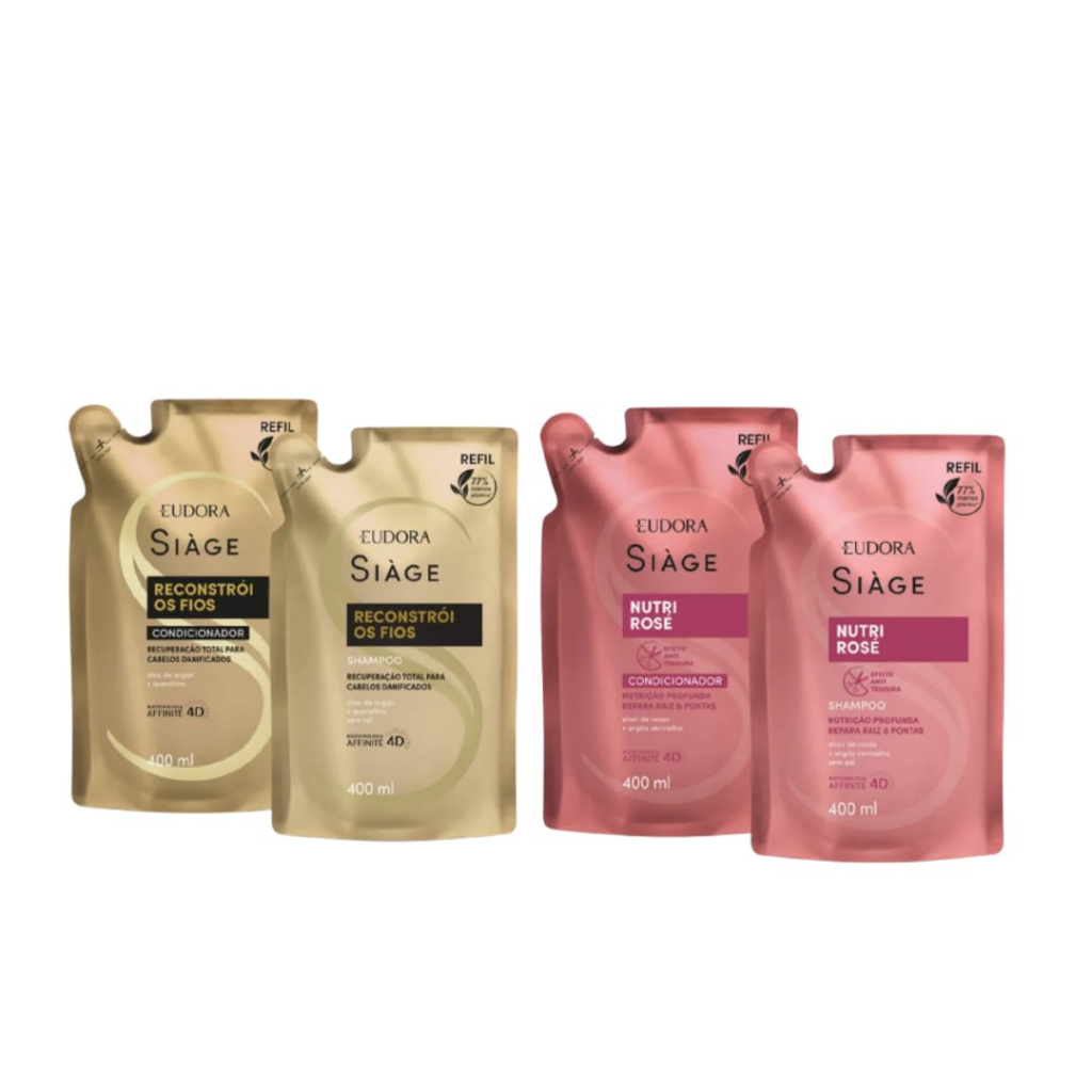 Refil Eudora Siáge Shampoo 400ml e Condicionador 400ml