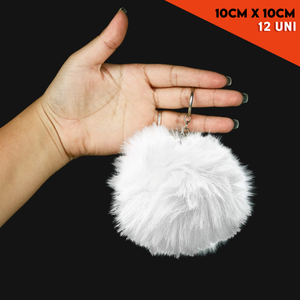 Chaveiro Pompom Pelúcia Branco 100 Mm C12 Unidades Nybc Shopee Brasil