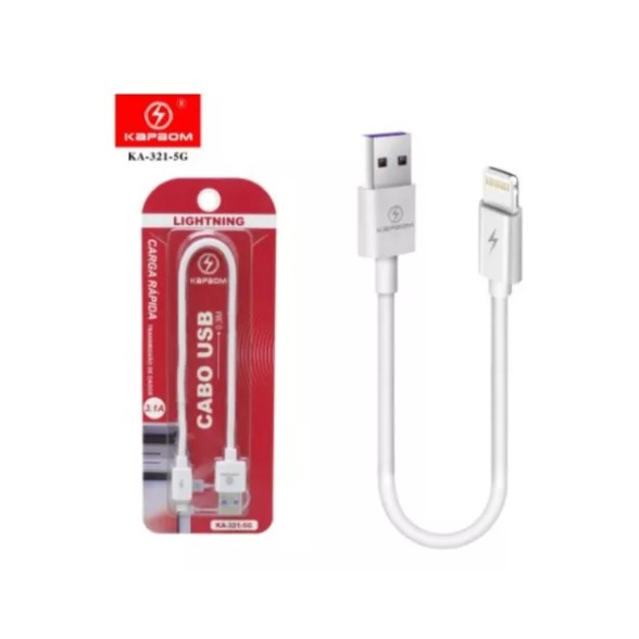 Cabo Compativel iPhone Lightning Curto Pequeno 30 Cm Turbo