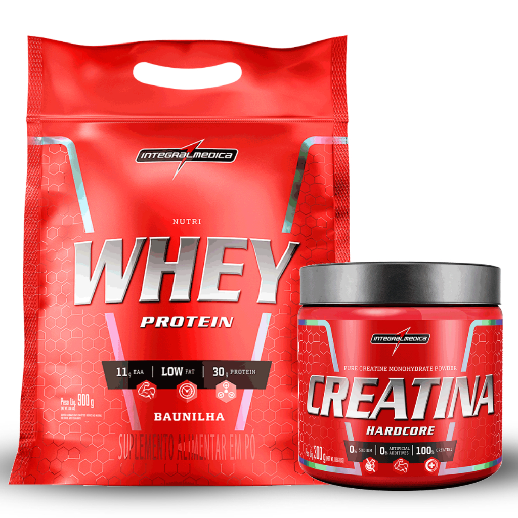 Kit Whey Protein Nutri Whey Refil 900g + Creatina Hardcore 300g Integralmedica