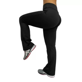 Calça Legging Bailarina Flare Zero Transparência Levanta Bumbum Cós Alto 10cm Boca de Sino Casual ou Academia