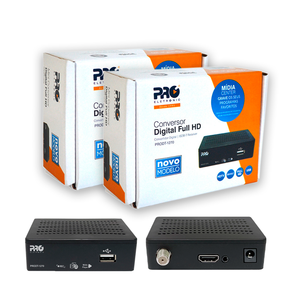 Kit 2 Mini Conversor Digital Full HD Pro Eletronic PRO DT 1270 Receptor ...