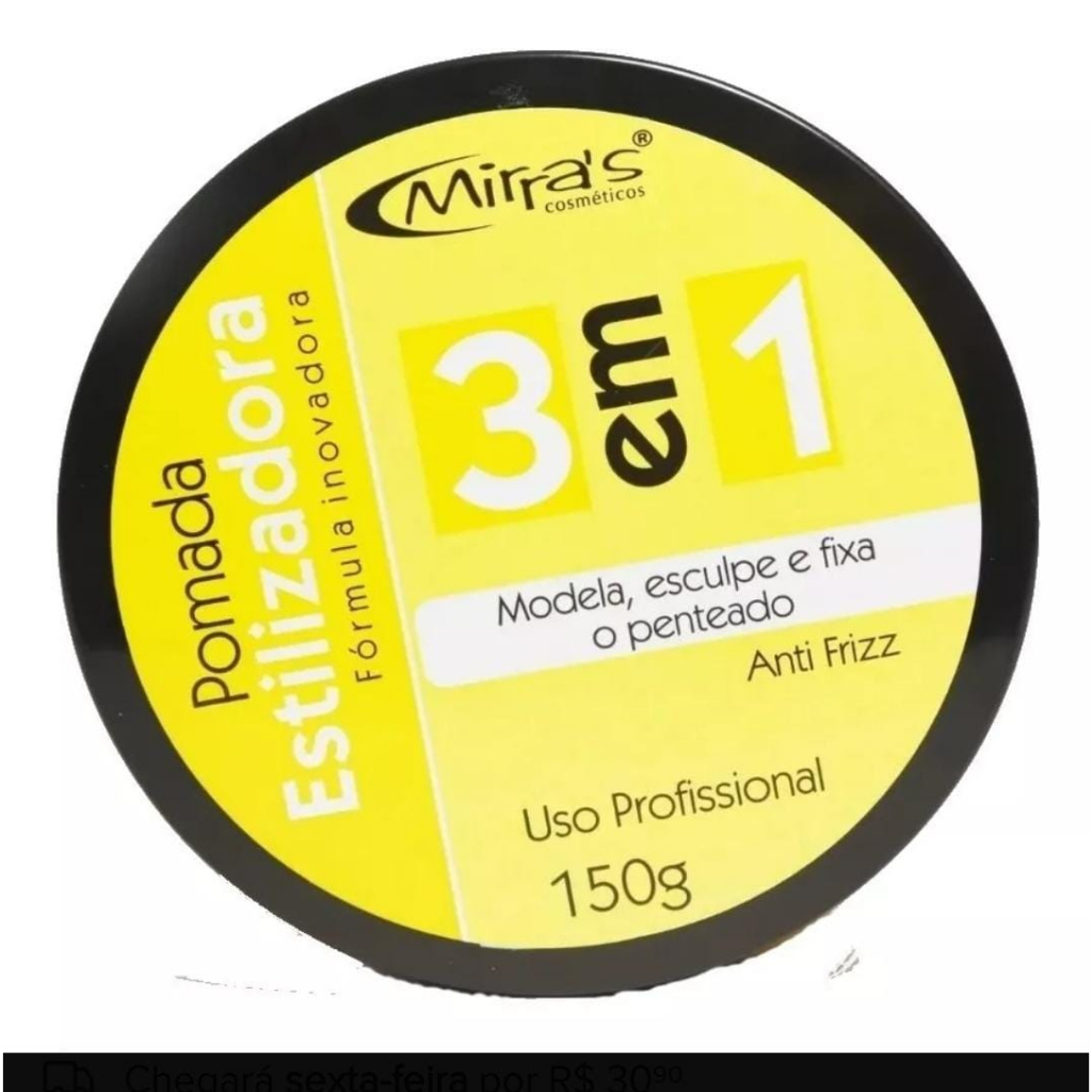 Pomada Modeladora Cabelo 3 Em 1 Anti-frizz 150g - Mirra´s