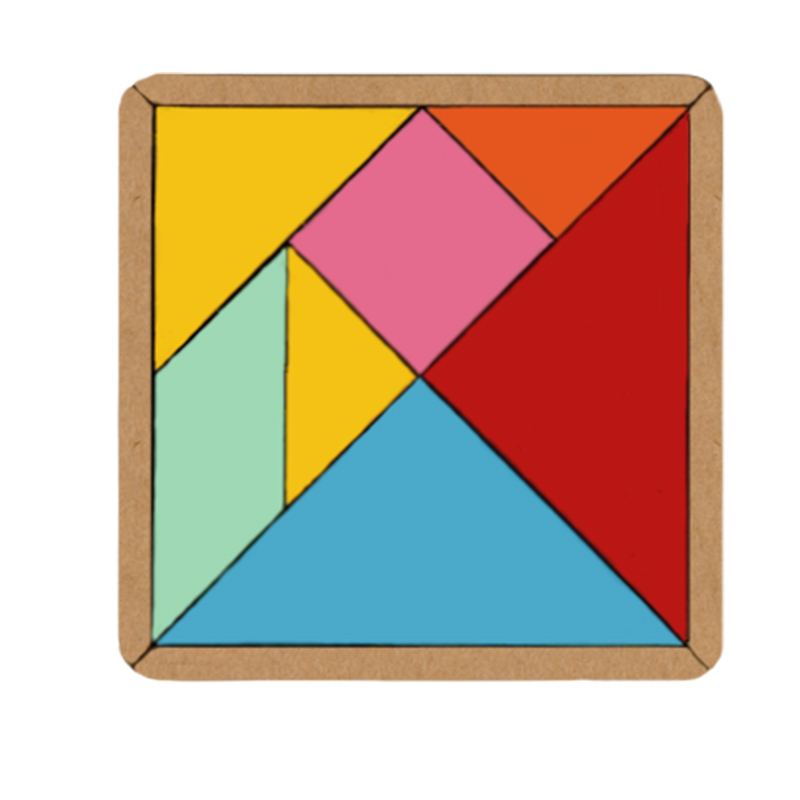 Brinquedo Educativo Tangram colorido em MDF (Madeira) 15x15cm