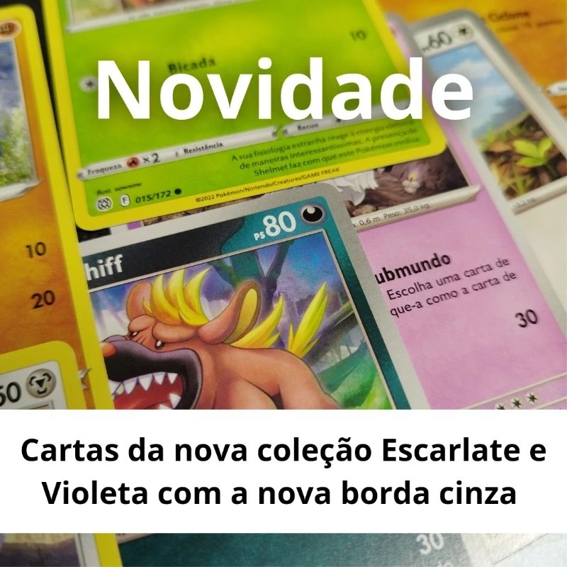 Coleção de cartas Pokémon sobre uma mesa