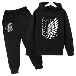 Conjunto Moletom Canguru + Calça Attack on Titan Anime Mangá Unissex