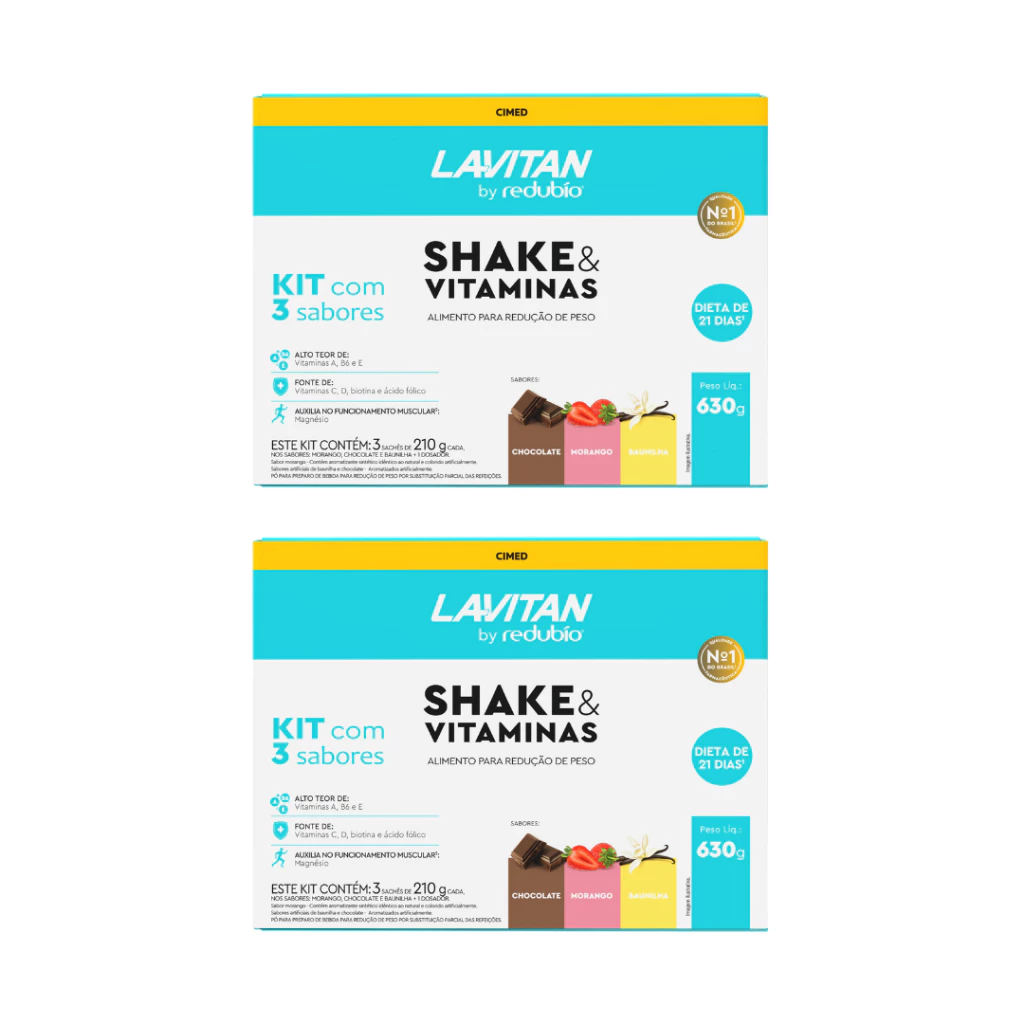 2x - Kit Redubio Shake Dieta De 21 Dias Com 3 Sabores 630g MELHOR PREÇO DO SITE