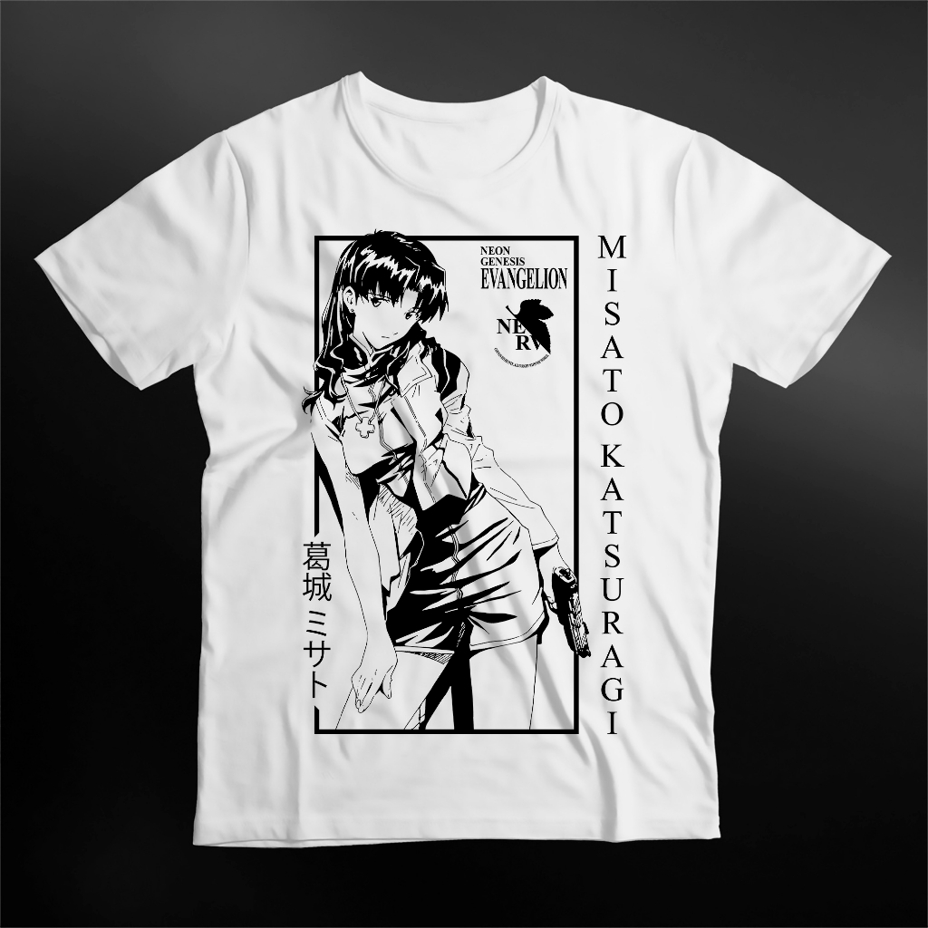 Camiseta neon genesis evangelion misato katsuragi unissex escorrega o