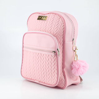 Mochila Feminina Bolsa Pequena Com Alça De Costas Regulavel + Chaveiro Pompom